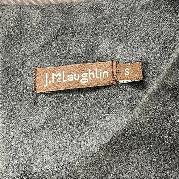 J.MCLAUGHLIN charcoal grey faux suede short sleeve crew neck swing dress size S - Picture 2 of 14